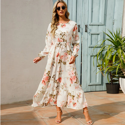 Women’s Bohemian Floral Chiffon Midi Dress