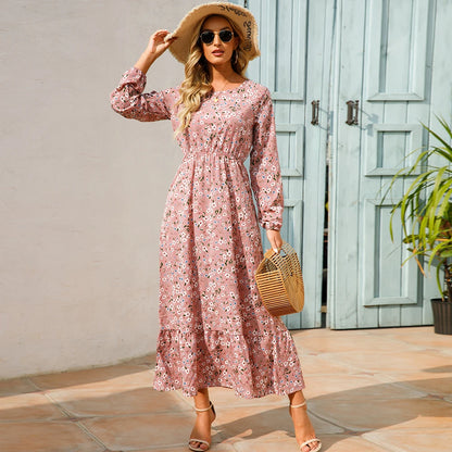 Women’s Bohemian Floral Chiffon Midi Dress